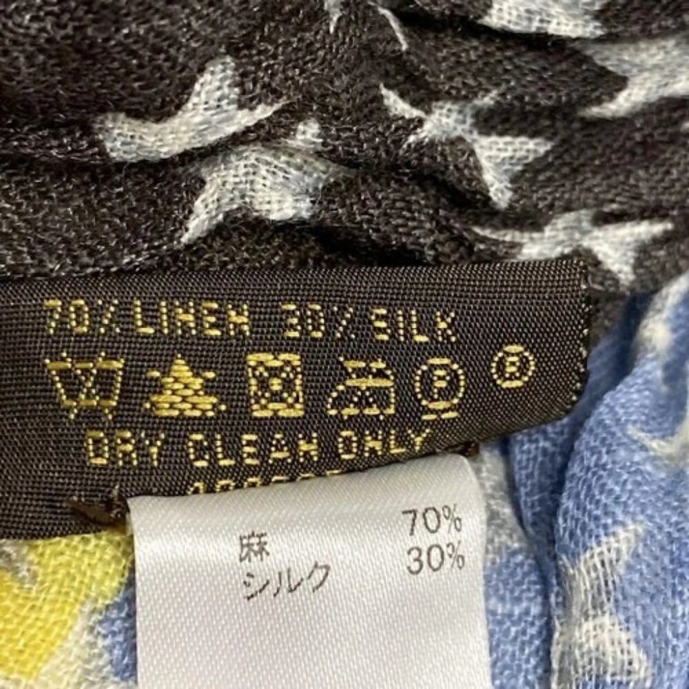 LOUIS VUITTON - Light Blue Dark Brown Multi Unconfirmed Scarf Hemp Silk - Picture 3 of 6